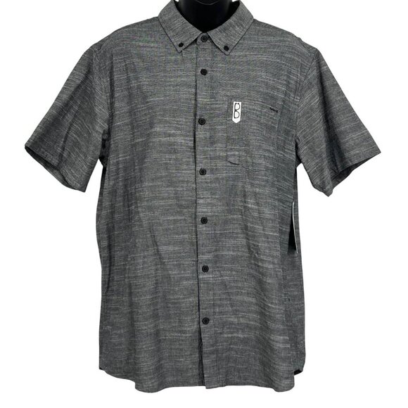 Hurley Mens One Only Stretch Short Sleeve Button-Up Shirt Size M Gray NWT New - Picture 1 of 9
